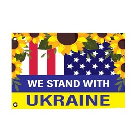 Ukraine Support Yard Sign America Flag Sunflower (E) 24 x 36" Double Sided Flag With Grommets