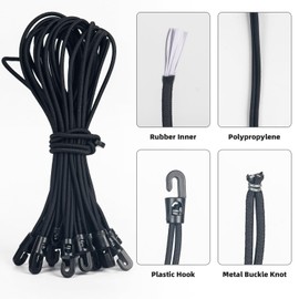 Pack of 52 25 cm elastic straps with hooks, tent rubber tensioner, tarpaulin tensioner, expander with hooks, rubber tensioner with hooks, for camping tarpaulins