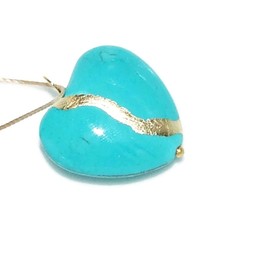 Kintsugi Large 1" Turquoise Howlite Broken Heart Mended with 23 Karat Gold, Cord Necklace