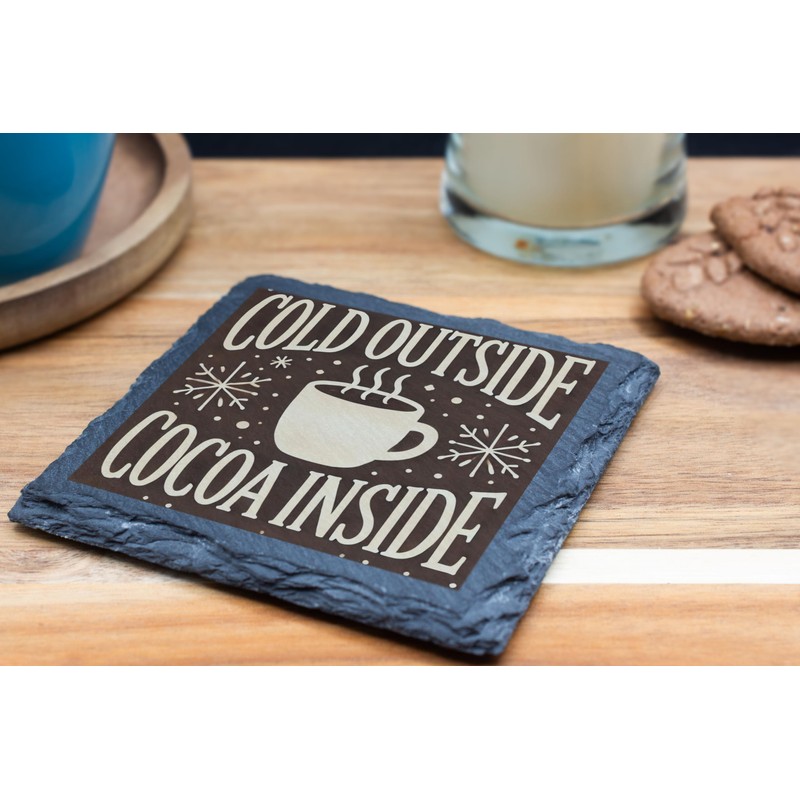 Cold Outside Cocoa Inside Slate Coaster – Winter Hot Cocoa