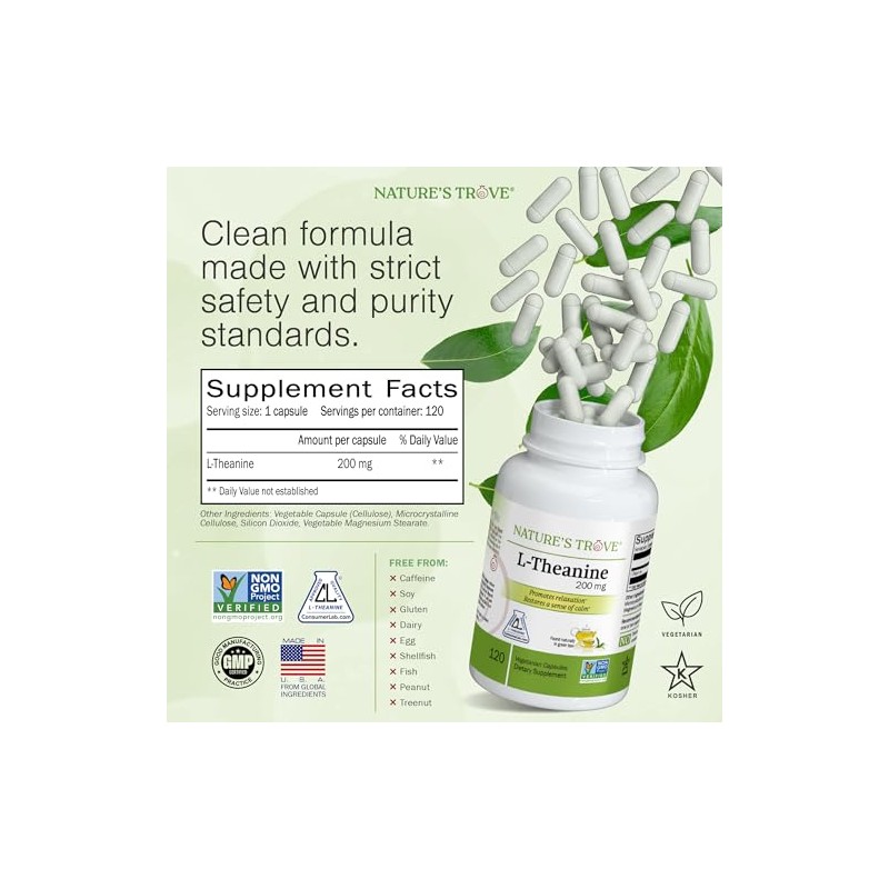 Natures Trove Nature'S Trove L-Theanine 200 Mg - 120 Cápsulas