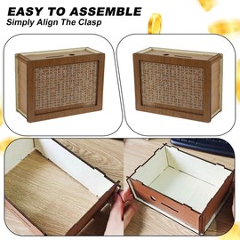 Children's Wooden Money Box 7.87 x 5.71 x 2.6 inches, Money Box with Counter, Easy to Assemble, with Eraser Pen, Vintage Wood MDF, for Birthday Money Gift (5000 Euro)