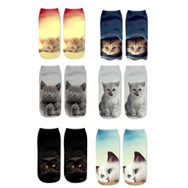 Donne Ragazze Cute Cat 6PC Stampa calze sportive calza calzatura calzini