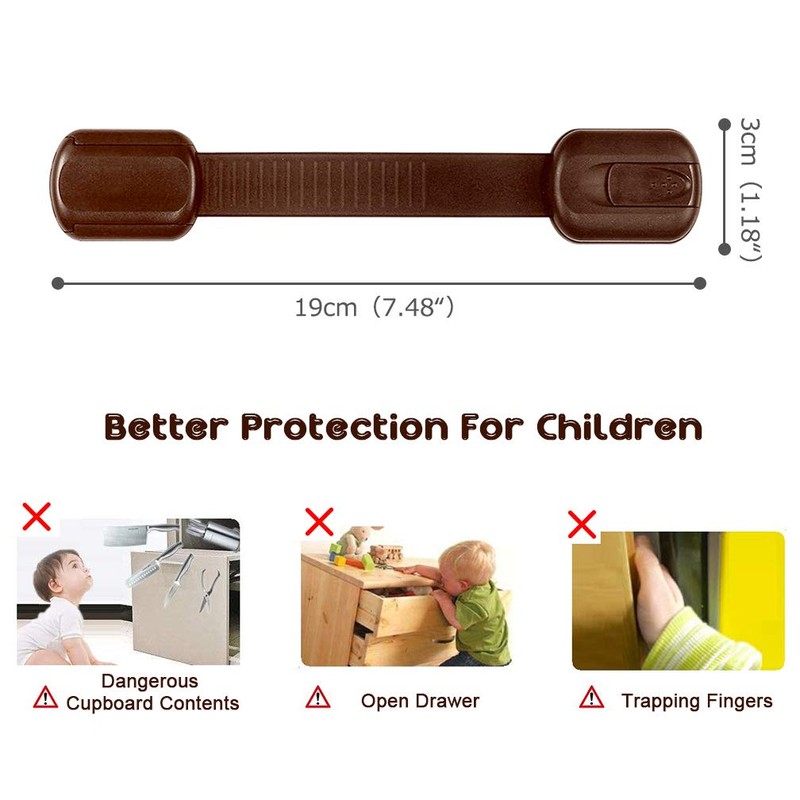 8 Pack Brown Child Safety Cabinet Locks - Viaky Adjustable