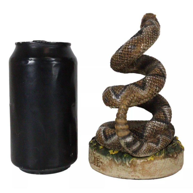 Realistic Ferocious Attacking Diamondback Rattlesnake in Coiled Posture Figurine