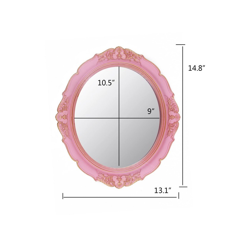 YCHMIR Dekorativer Spiegel, Vintage-Spiegel, 37,6 x 33,3 cm, oval, Rosa