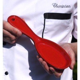 Cleminson Spanish Ceramic Kitchen Spoon Rest – Hand-Dipped and Pastel Style Utensil Holder | 27 cm, Dishwasher Safe, for Tongs, Wooden Spoons, Spatulas | Tea Bag Holder (Red Pastel)