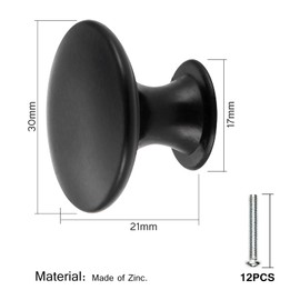 HonGien Furniture Knobs Brass Vintage Cabinet Knobs Drawer Knobs Furniture Handles Diameter 30 mm Knob for Cupboard Wardrobe Drawer (Black)