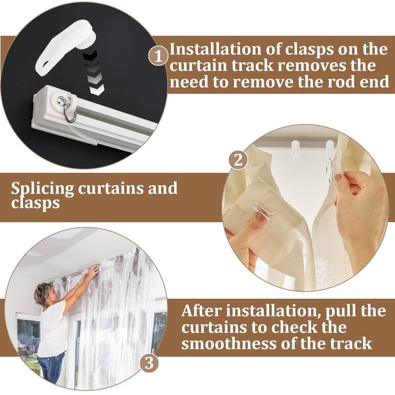 Aifeier ET 50 Pcs White Traverse Rod Slide Curtain Track
