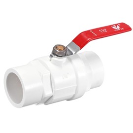 TOP-VIGOR 32mm Ball Valve, PVC Socket End Shut Off Valve for Aquarium Setup, Sump Pump, Pool, Garden Sprinkler White Red