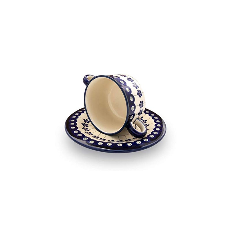 Original Bunzlauer Keramik Soup Cup with Saucer (Bouillon Bowl), 0.26
