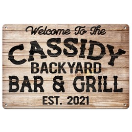 Backyard Bar & Grill Custom Metal Outdoor Tin Sign
