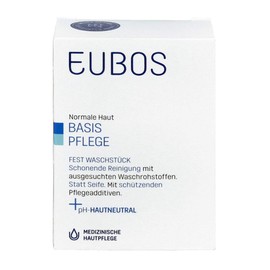 Eubos Solid wash piece blue, 125 g, against blemished skin, suitable for combination skin, gentle body cleaning, skin compatibility dermatologically tested, pH neutral