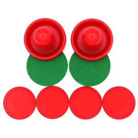 4 Pcs Air Hockey Pushers with 8 Pcs Pucks - Red & Black Paddles & Goal Handles Replacement Accessories for Game Tables