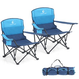 LET'S CAMP Folding Camping Chair 2 Pack Low Chair Quad Portable Chair with Cup Holder Steel Frame Collapsible Chair for Outdoor,250LBS