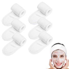 HABNI 6 Stück Haarband Kosmetik mit Klettverschluss,stirnband damen， SPA Kosmetik Stirnband Frottee Haarschutzband für Duschen, Make Up und Kosmetik (Weiss)