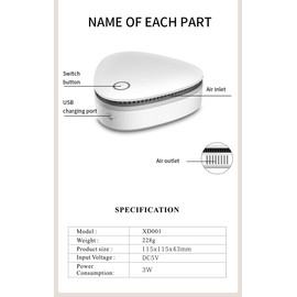 Kusum51 High-Performance Mini Ozone Purifier for Home, Car, Refrigerator, and Shoe Cabinet: Ultimate Odor Remover for Smoke and Unpleasant Smells With Long-Lasting Battery Life And Stylish Design