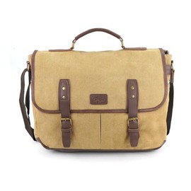 Vintage Canvas Messenger Bag, Laptop Briefcase with Shoulder Strap