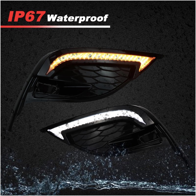 KEEGTBOX Switchback White/Amber LED DRL Front Fog Daytime Running Light