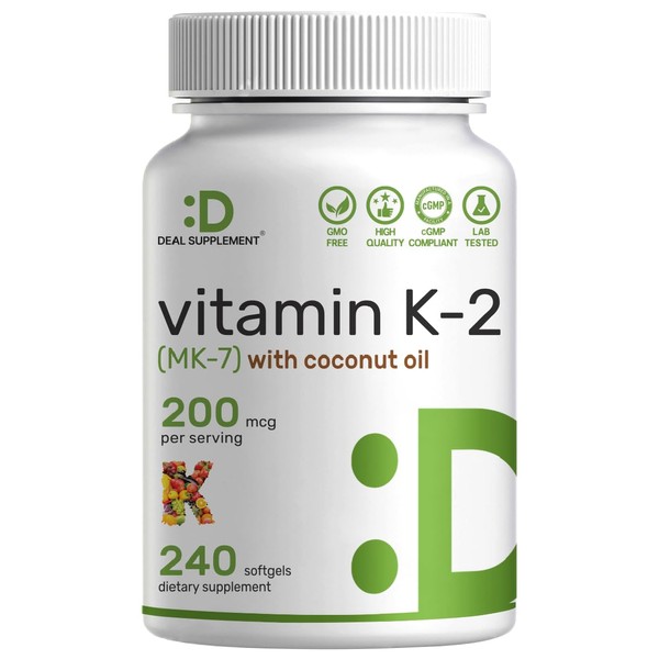 DEAL SUPPLEMENT Vitamin K2 MK-7 200mcg Per Serving, 240 Coconut