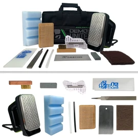 DEMON UNITED USA Gold Edition Ski & Snowboard Tuning Kit, Demon Hyper Wax, Ski Hot Wax Iron, Edge Tuner, Nylon Brush, & More! (Gold Edition Plus Apron and Gummy Stone)