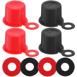 4 PCS Battery Terminal Covers, Top Post Plastic Battery Post Cap, Batterys Terminal Insulating Protector, Red & Black Rubber Insulating Caps with Washers