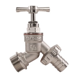 Standard 1/2"bspm OR Large 3/4"bspm Silver Brass Traditional bib tap,NO TARNISHING JUST Shiny! (3/4" bspm)