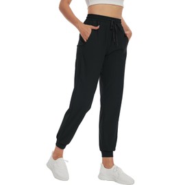 SEVEGO Women's 36" Tall Inseam Joggers Lightweight Sweatpants Zipper Pockets Athletic Workout Lounge Pants Black, M