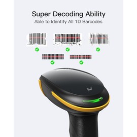 Inateck AI Barcode Scanner Bluetooth, 1D Handheld Scanner Wireless, Handheld Scanner with APP and SDK, 1 Charge 3 Months, BCST-21 AI