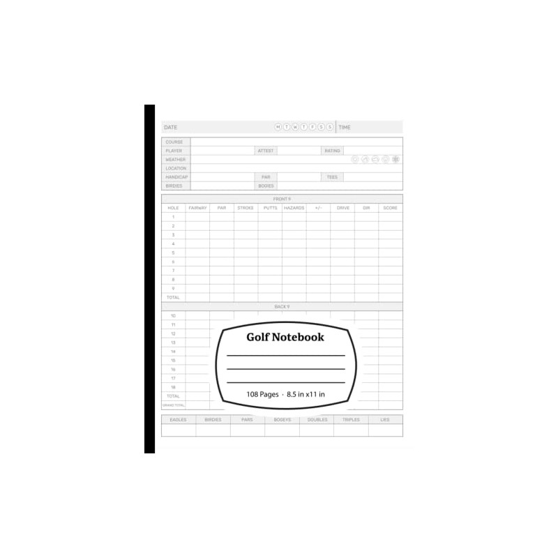 Golf Notebook: Log Book for Recording Scores, Tracking Progress &