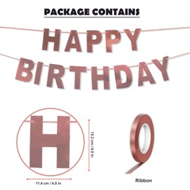 DIY Rose Gold Foil Happy Birthdy Banner 10Ft Holograthic Birthday Banner Birthday Party Decoration Supplies