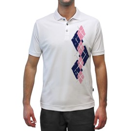 Mens Argyle Paradise Golf Shirt - AAA: Navy/Pink - X-Large