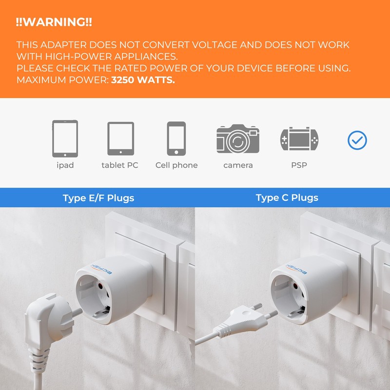 Bigfish UK Adapter 2 Pack Adapter England Germany Plug Socket