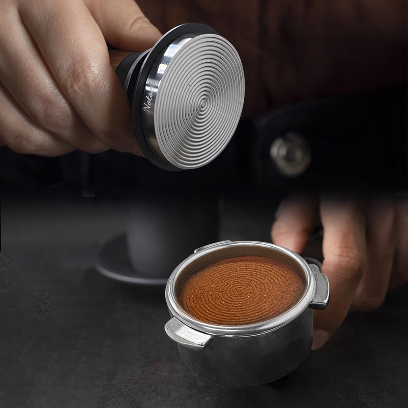 NOTSEK Coffee Tamper, Spring Loaded 54mm Tamper with Ripple Base,