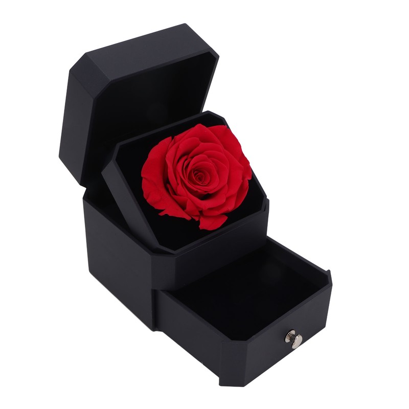 Red Rose Gift Box Soft Flocking Lifting Drawer Portable Jewelry