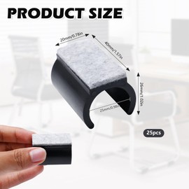 Sixfolo Pack of 40 Chair Gliders Cantilever Chair with Felt 25 mm Plastic Felt Gliders for Swing Chair U-shaped Clamp Shell Gliders Furniture Gliders for Tile Floors and Reduce Noise, Black