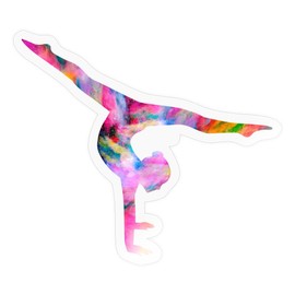 Spreadshirt Colourful handstand gymnast stickers, 10 x 10 cm, transparent glossy