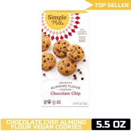 Simple Mills Almond Flour Crunchy Cookies, Chocolate Chip - Gluten Free, Vegan,