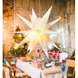 OOLALOO USB Moravian Star Light LED Christmas Tree Topper Waterproof Star Pendant Light for Window Patio Porch Indoor Outdoor Decoration (Diameter 11.8 in)