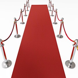 HOMBYS 450GSM Extra Thick Red Carpet Runner for Party & Events 3x10ft, Red Aisle Runner for Wedding Ceremony, Hollywood Oscars Runner Rug, Non-Slip 550 GSM Rubber Backing, No Tape Needed,(3x10 ft)