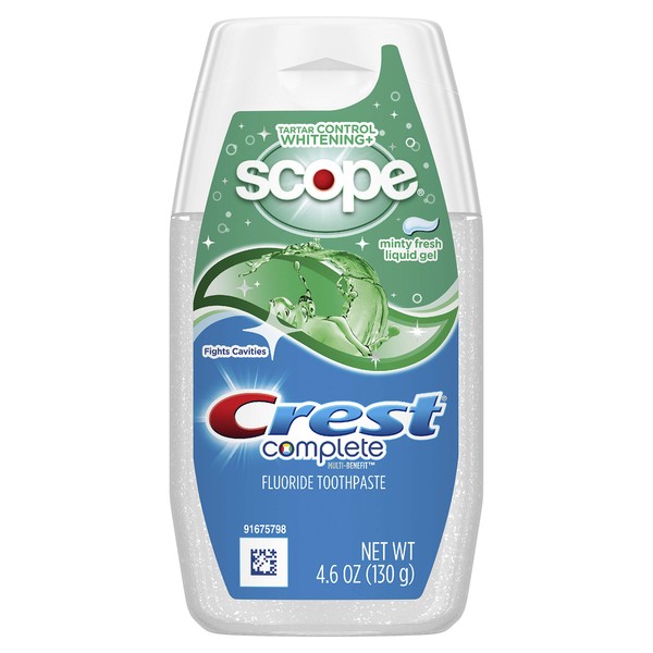 Crest Complete Multi-Benefit Whitening Minty Fresh Flavor Liquid Gel Toothpaste, 4.6 oz, Plus Scope Flavor (thomaswi)