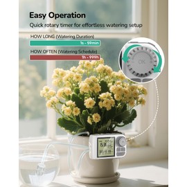 Grenebo Automatic Plant Waterer Indoor with Programmable Timer, Rechargeable Auto Drip Irrigation Kits for Potted Plants, Self-Watering System for Indoor Plants with Timed and Measured