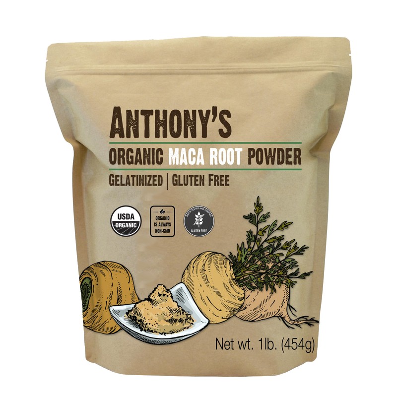 Anthony's Organic Maca Root Powder, 1lb, Gelatinized for Enhanced Bioavailability,