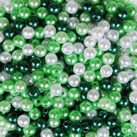 Naler 500pcs Beads for Bracelet Making Bracelet Beads Art Pearls Beads for Jewelry Making Size 6mm Pearl Beads Charms for Art Craft Decorations Jewellery Making DIY, 4 Colors (Green Series)