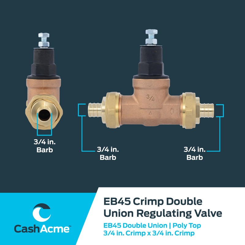 Cash Acme EB45 Pressure Regulating Valve, Double Union, 3/4 Inch
