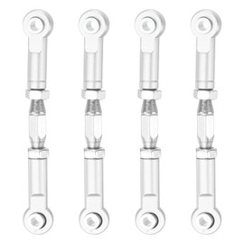 sourcing map 4 Pcs Steering Servo Turnbuckle Rod RC Aluminum Alloy Linkages for HSP 1/10 94123 On-Road RC Car (Silver Tone, 63mm)