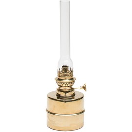 Brass Oil Lamp - 13” Extra-Bright Hurricane Lamp with Antique-Style Brass Body and Glass Chimney - Decorative Kerosene Lantern with Adjustable Wick - Oil Lamps for Indoor Use by Kings County Tools