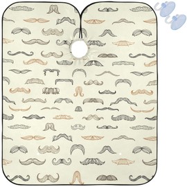 visesunny Mustache Men Barber Cape Anti-Static Hair Cutting Cape with Snap Closure Professional Salon Polyester Beard Shaving Bib Water-Resistant Hairdressing Cape Adjustable Snap