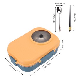 TOPINCN Fiambrera Térmica 304 Tazón Palillos Estudiante con Aislamiento de Transporte Portátil para Compartimento Box Fiambreras (Azul Amarillo)
