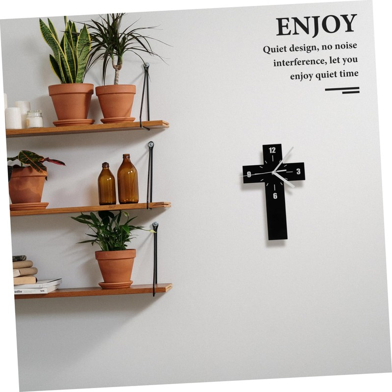 Ciieeo Mute Wall Clock Novelty Cross Shaped Decorative Clock for